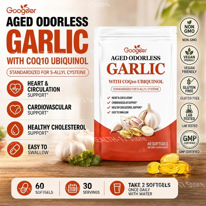 Coq10 Ubiquinol Softgel - Googeer Aged Odorless Garlic Softgels with