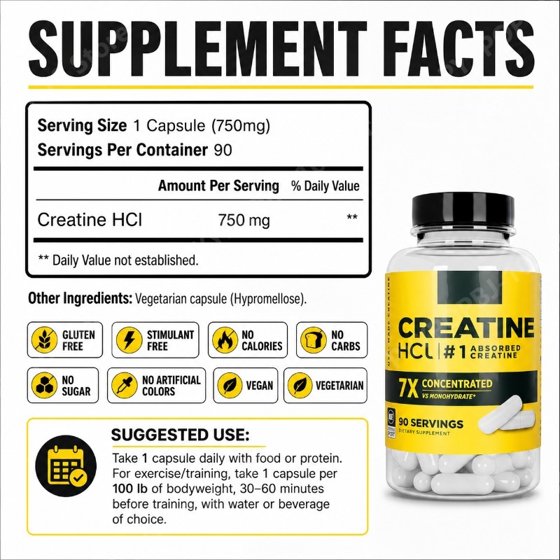 Creatine HCl 750mg 90 Capsules - огляд і ціна Creatine Hcl Capsule