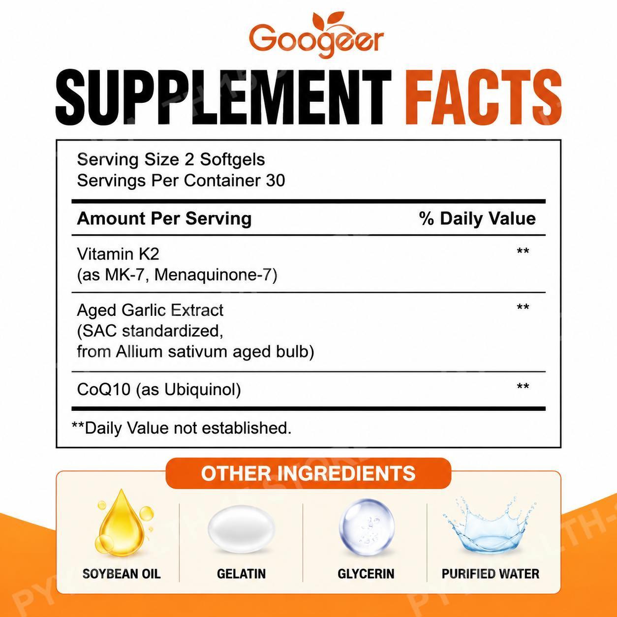 Googeer Aged Odorless Garlic S - огляд і ціна Coq10 Ubiquinol Softgel