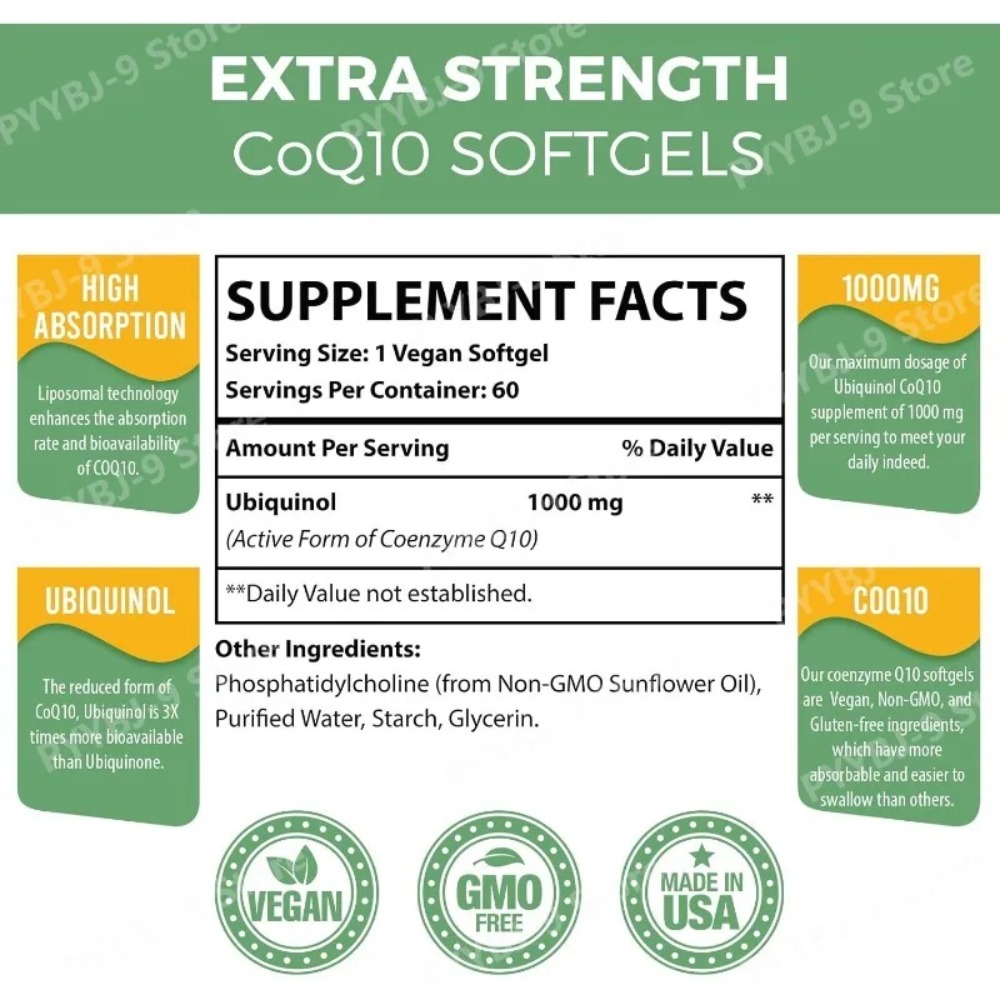 CoQ10 Ubiquinol 1000mg Vegan S - огляд і ціна Coq10 Ubiquinol Softgel
